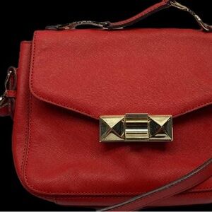 Ann Taylor Elegant Red Women's Bag with Gold Accents